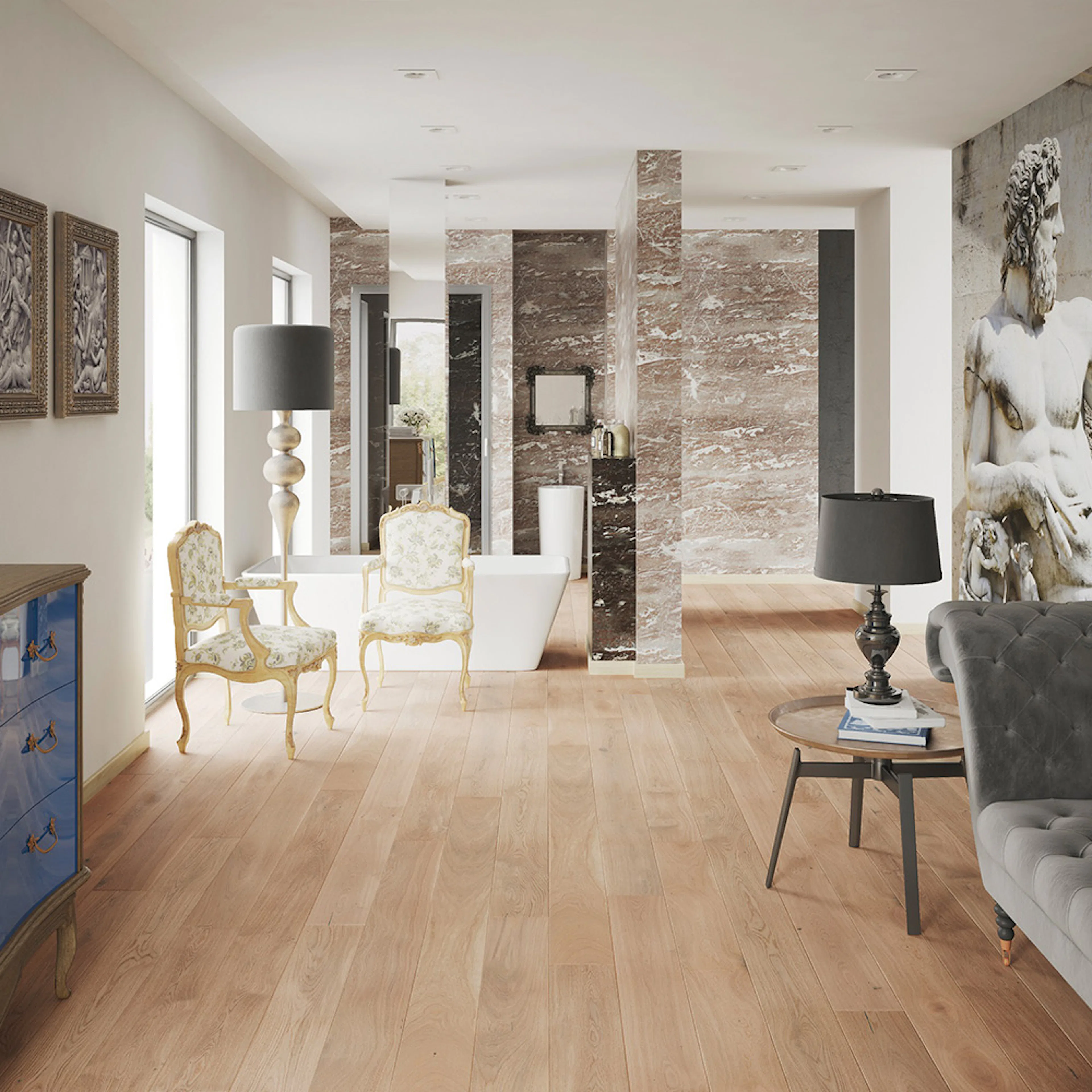 Parkettgulv Nordic Floor Ek Field Cream Mattlakk
